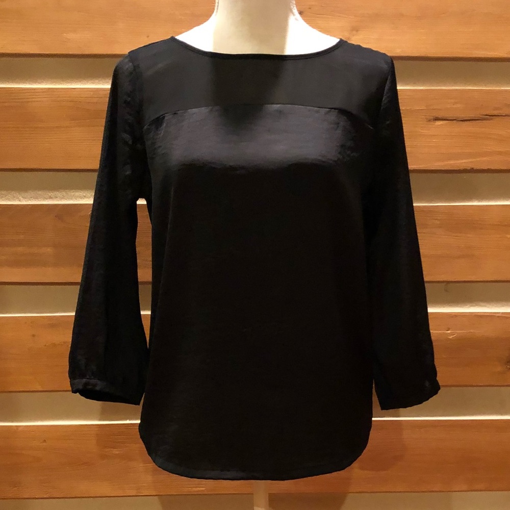 Black Crinkle and Sheer Black Blouse